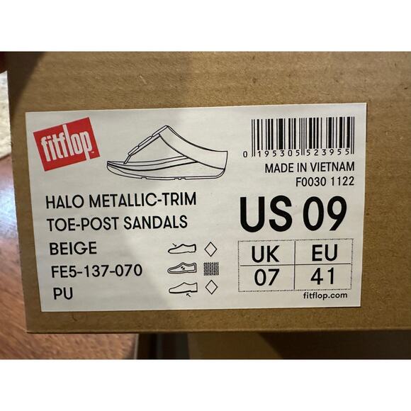 FitFlop Women's Halo Beaded Circle Leather Toe Post Sandals Beige Size 9 NWT - Picture 9 of 10